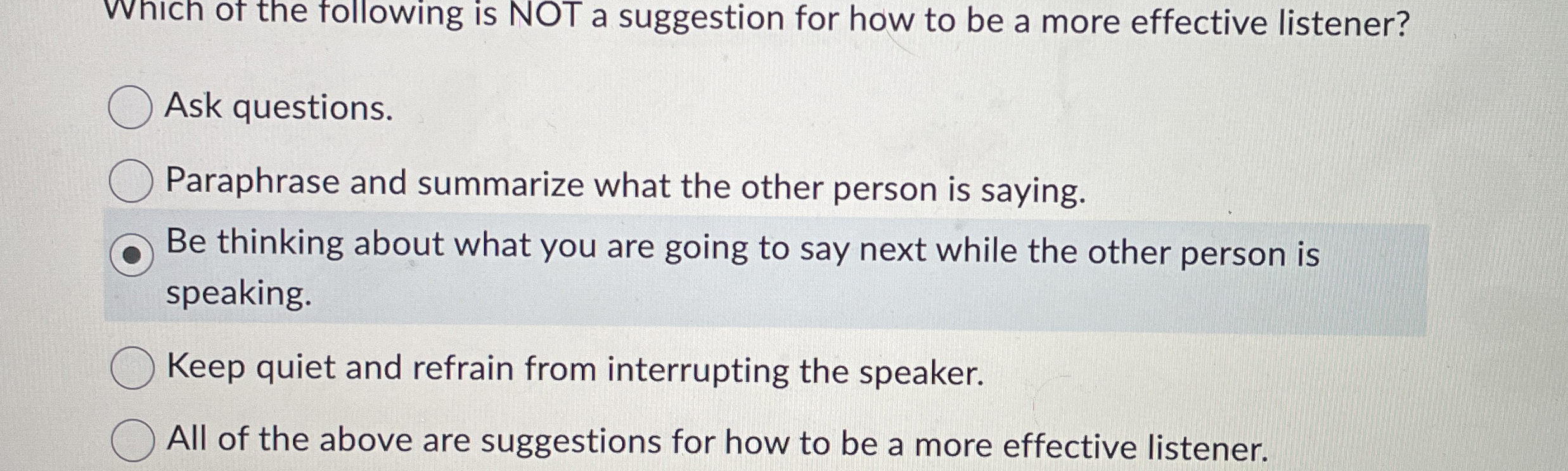 Which of the following is NOT a suggestion for