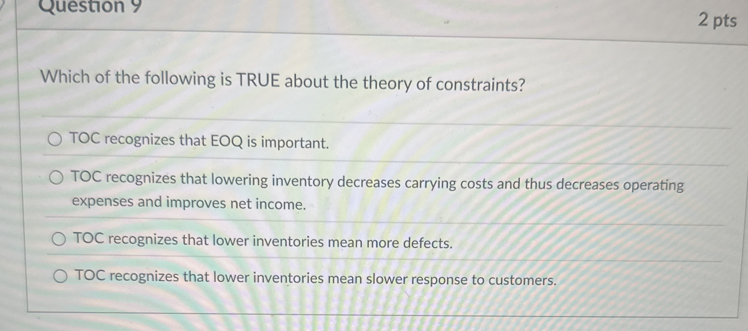 Which of the following is TRUE about the theory