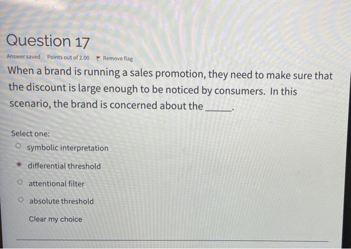 Question 17 Answer saved Points out of 2.00