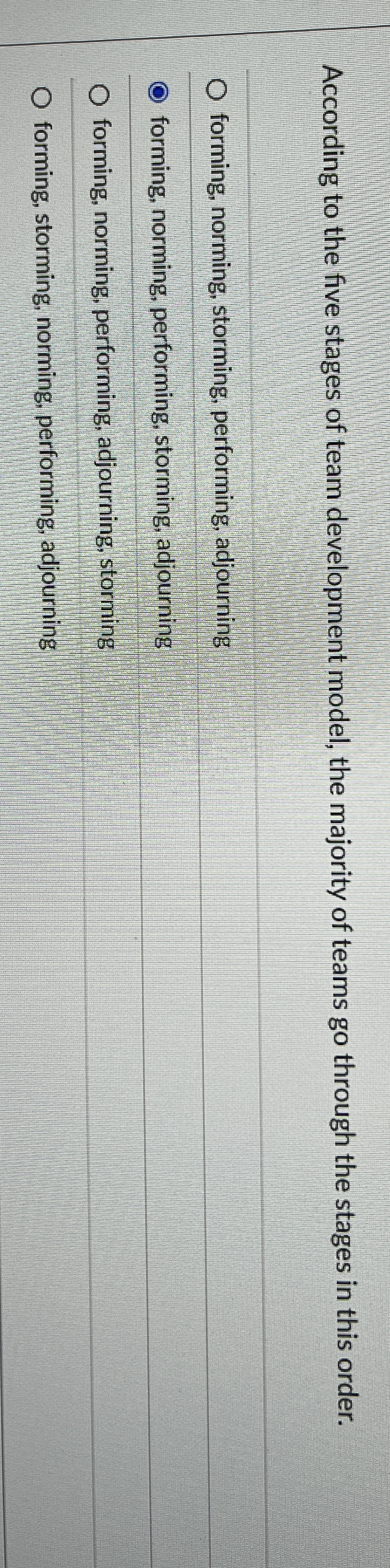 According to the five stages of team development