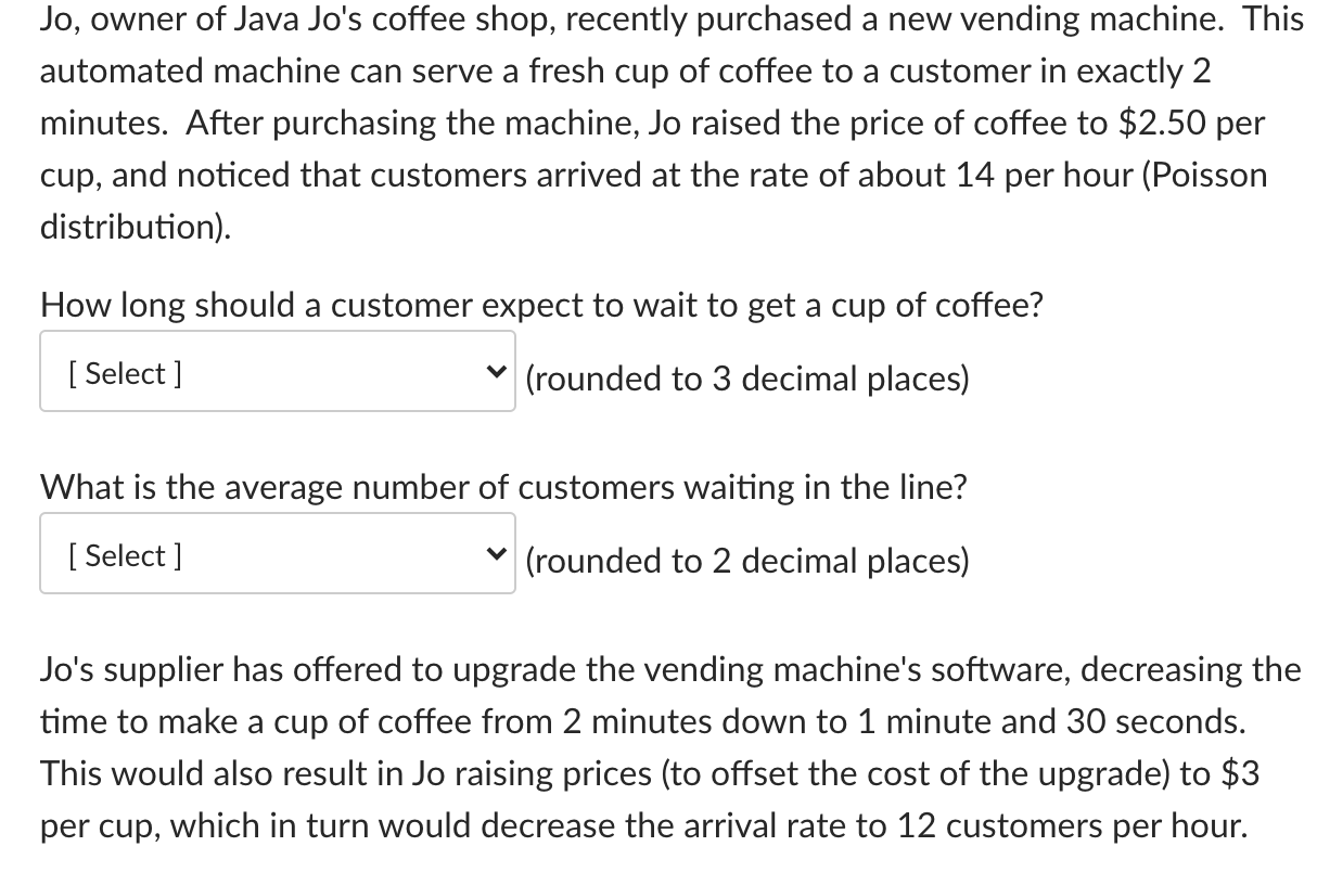 Jo, owner of Java Jo's coffee shop, recently