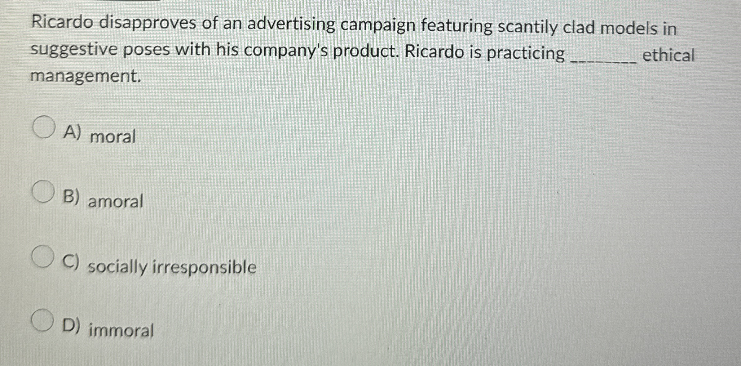 Ricardo disapproves of an advertising campaign