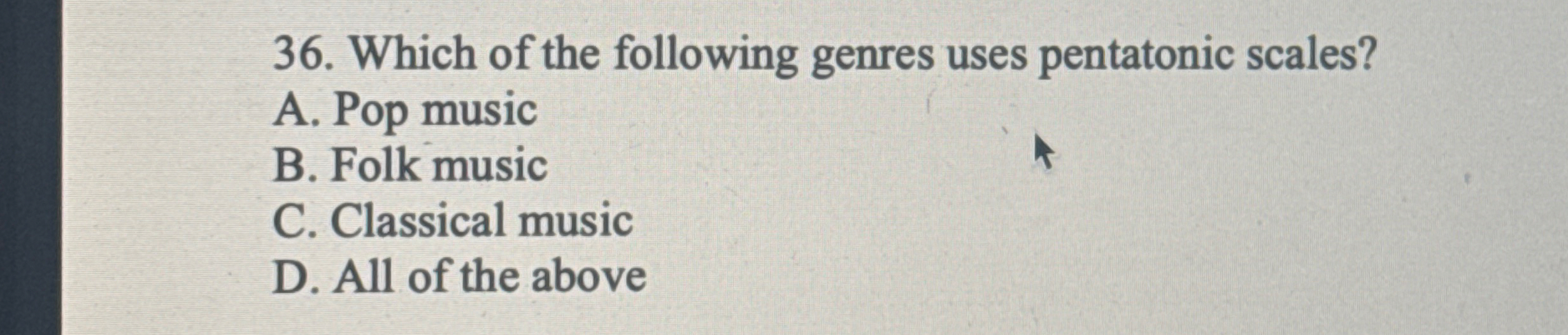 Which of the following genres uses pentatonic