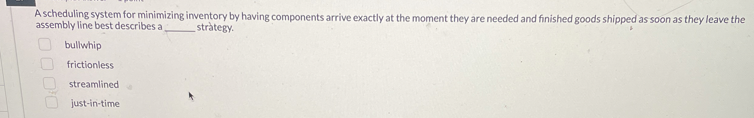 A scheduling system for minimizing inventory by