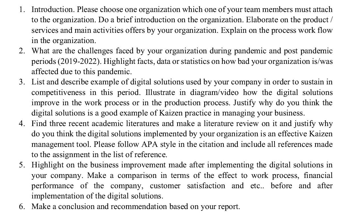 Question: Digital solutions as Kaizen tools in