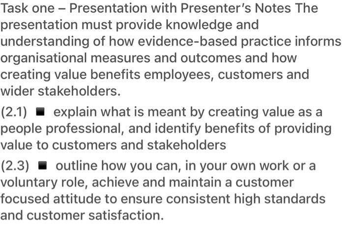 - Task one - Presentation with Presenter's Notes