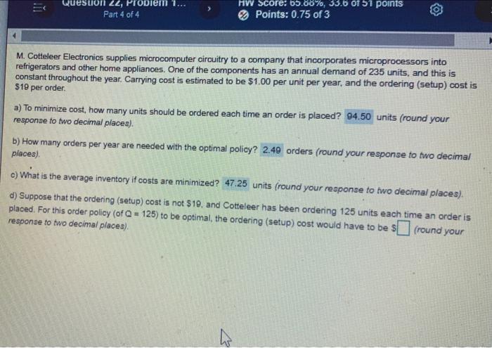 d needs to be answered Question 22, Problem 1...