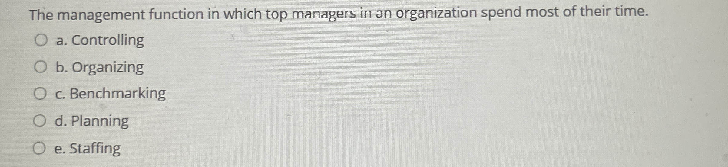 The management function in which top managers in