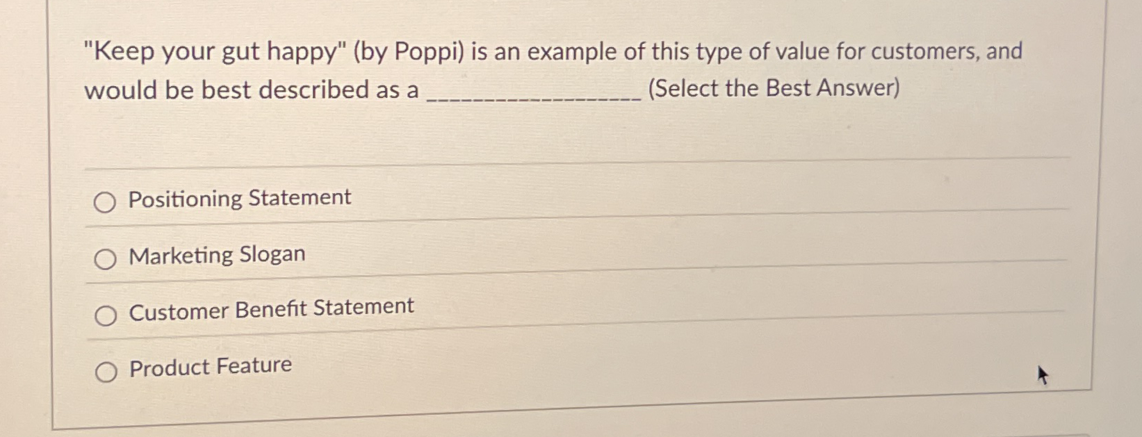 "Keep your gut happy" ( by Poppi ) is an example
