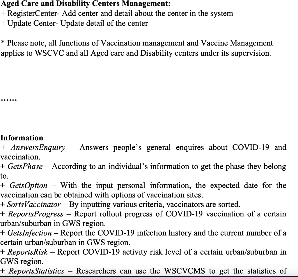 Need package diagram and class diagram Aged Care
