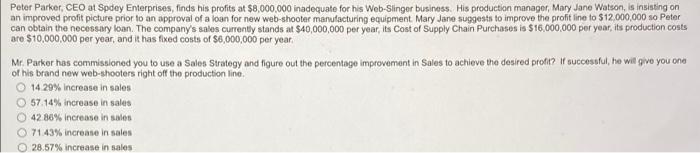 Peter Parker, CEO at Spdey Enterprises, finds his