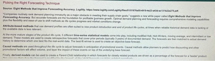11 Picking the Right Forecasting Technique