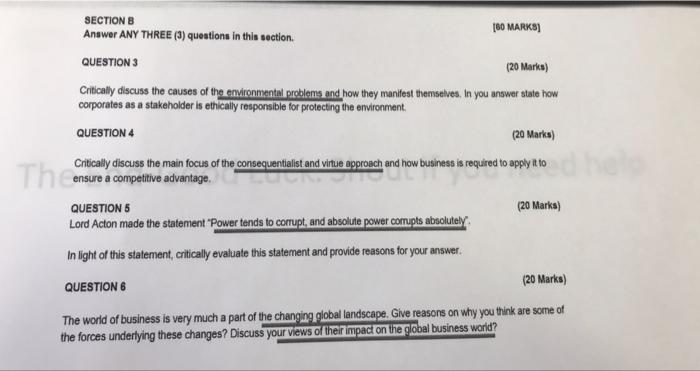 SECTION B 180 MARKS) Answer ANY THREE (3)