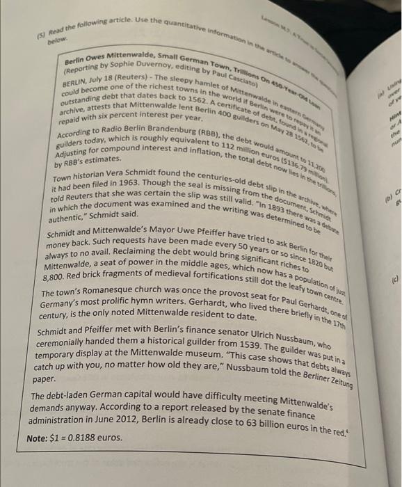 5 Read the following article. Use the