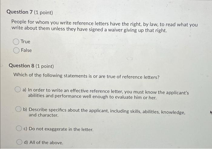 Question 7 (1 point) People for whom you write