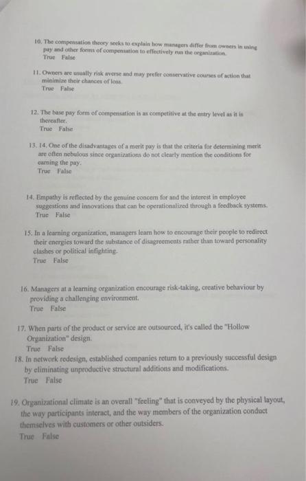 10. The compensation theory seeks to explain how