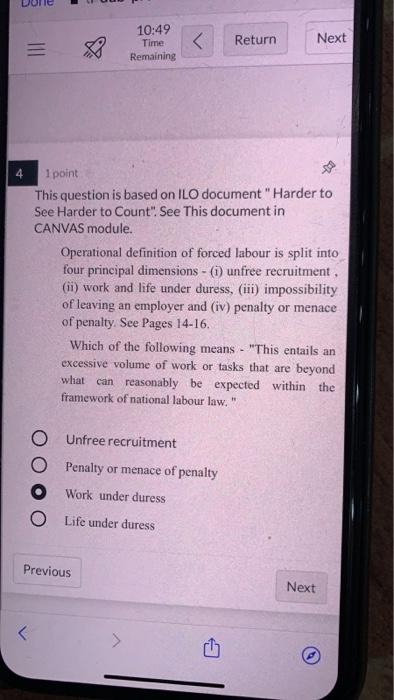 10:49 Time Remaining < Return Next III 1 point