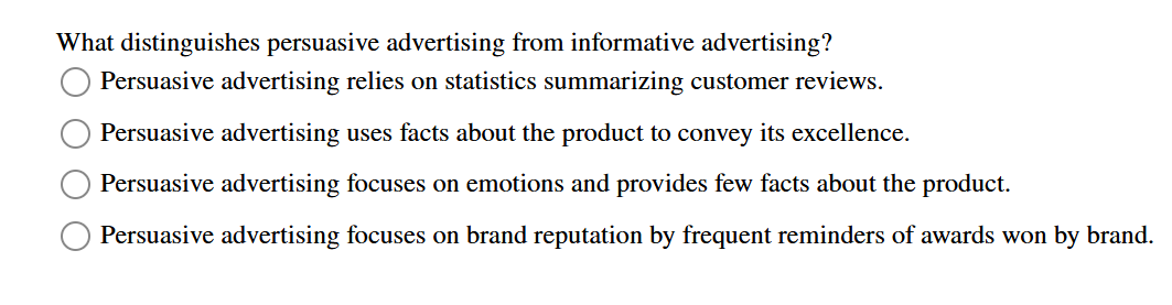 What distinguishes persuasive advertising from