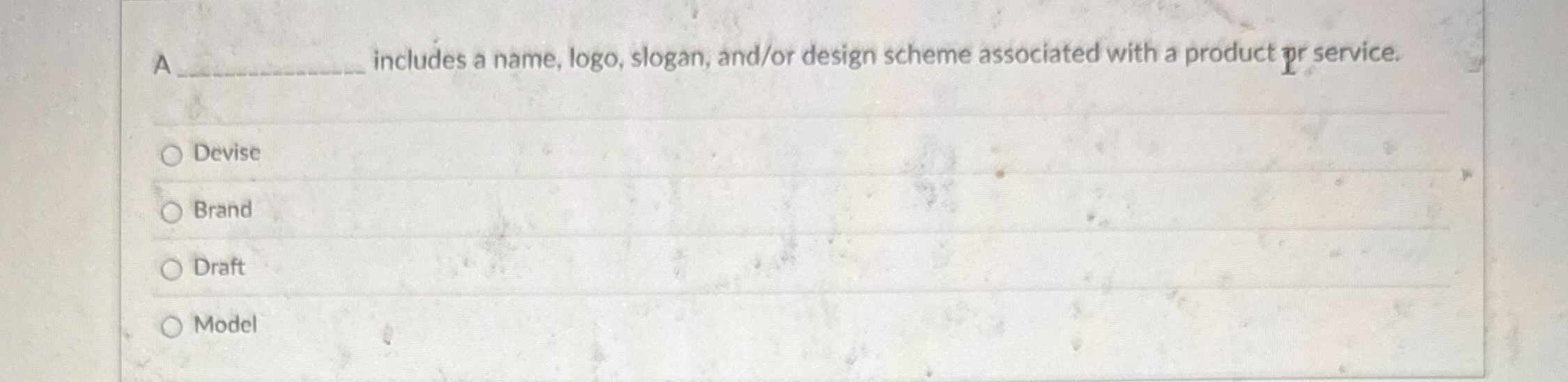 A includes a name, logo , slogan, and / or design