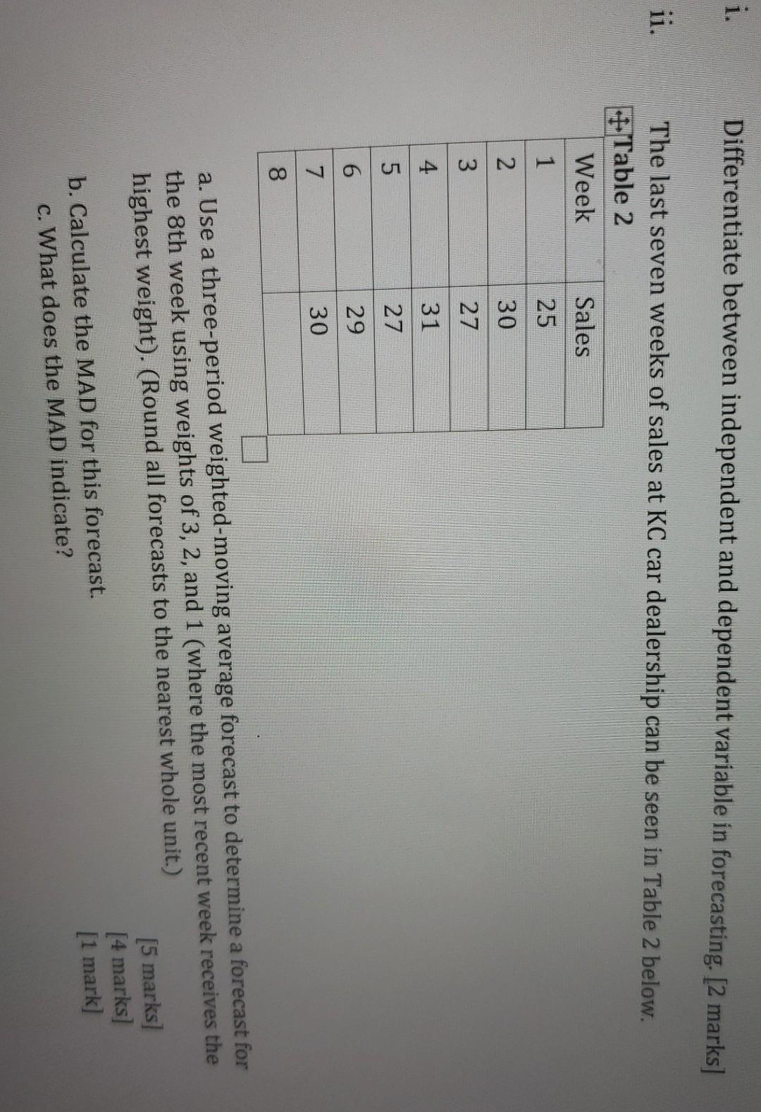 i. Differentiate between independent and