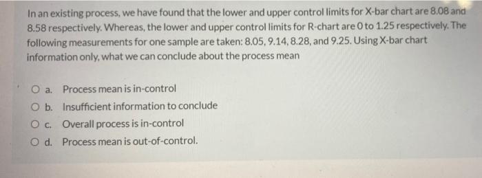 In an existing process, we have found that the