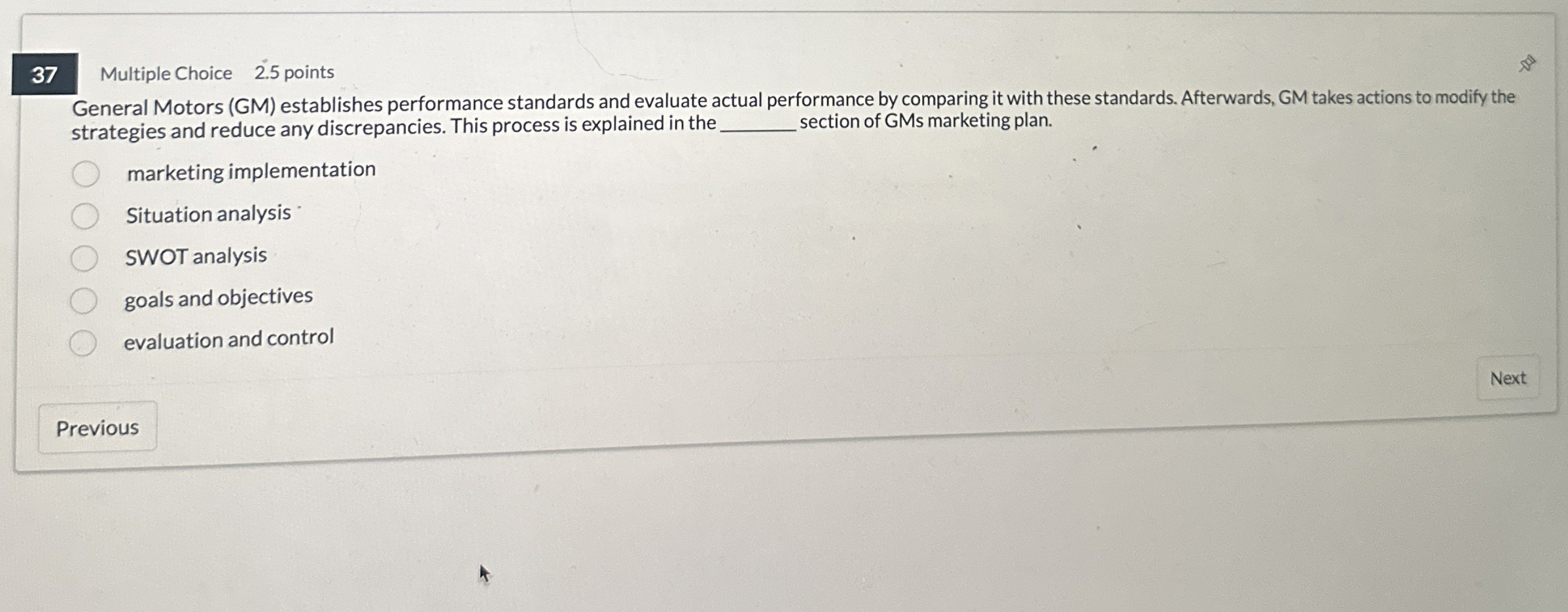 3 7 Multiple Choice 2 . 5 points General Motors (