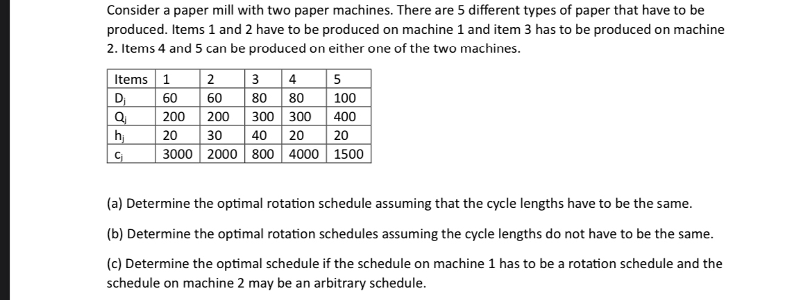 Consider a paper mill with two paper machines.
