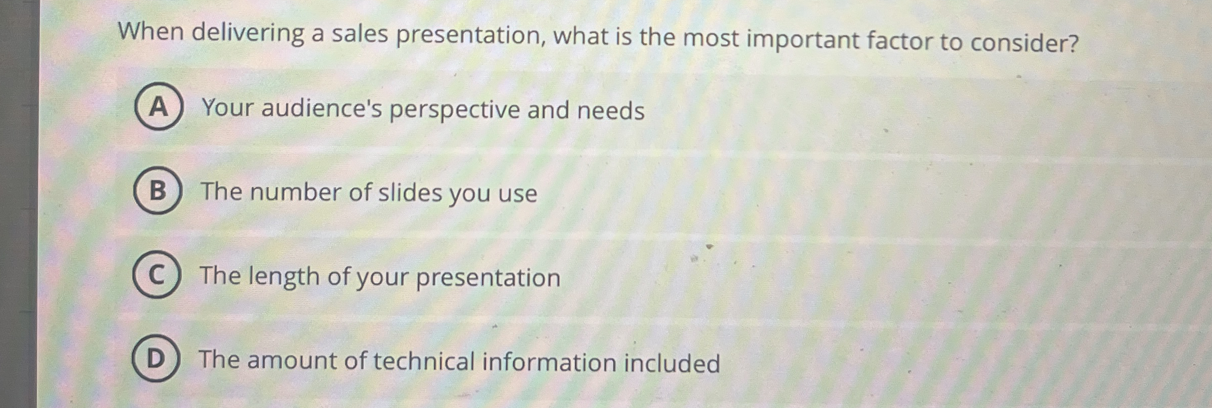 When delivering a sales presentation, what is the
