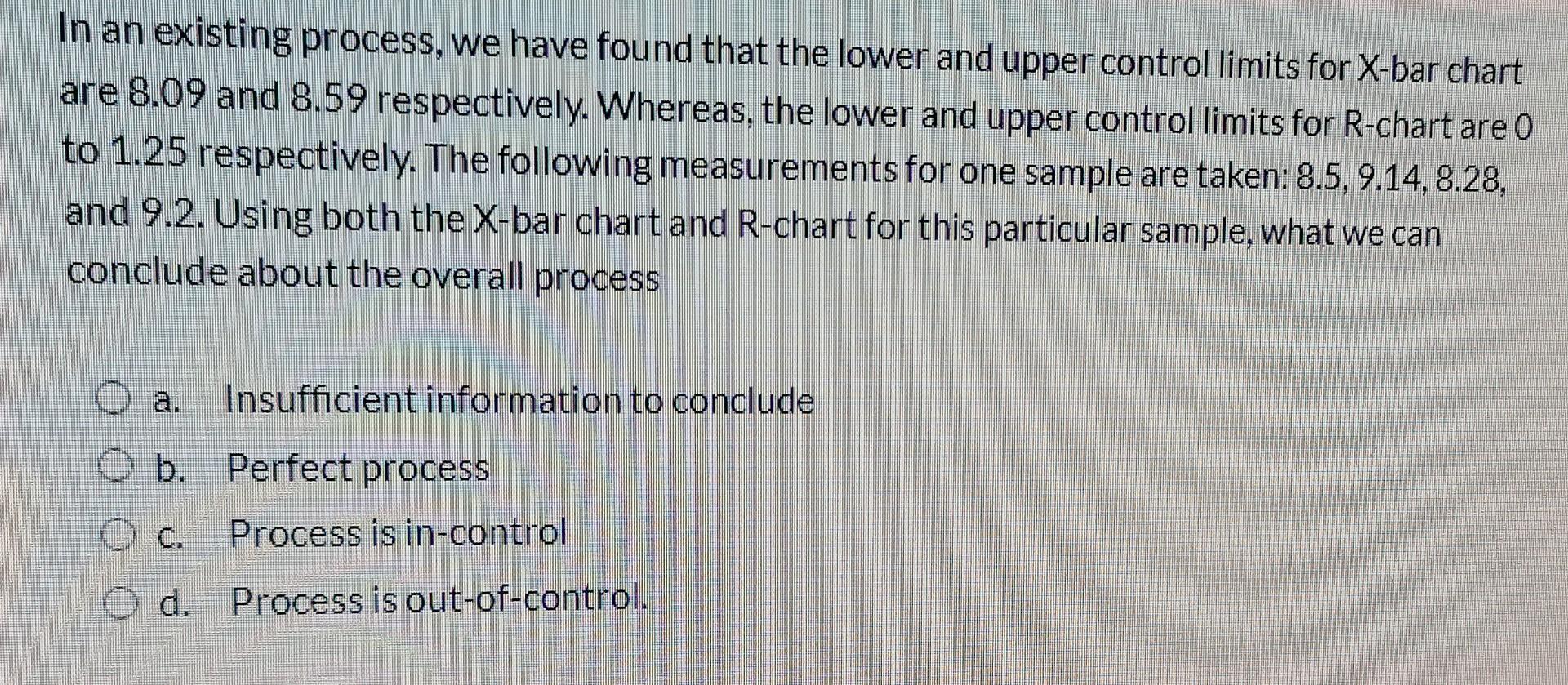 In an existing process, we have found that the