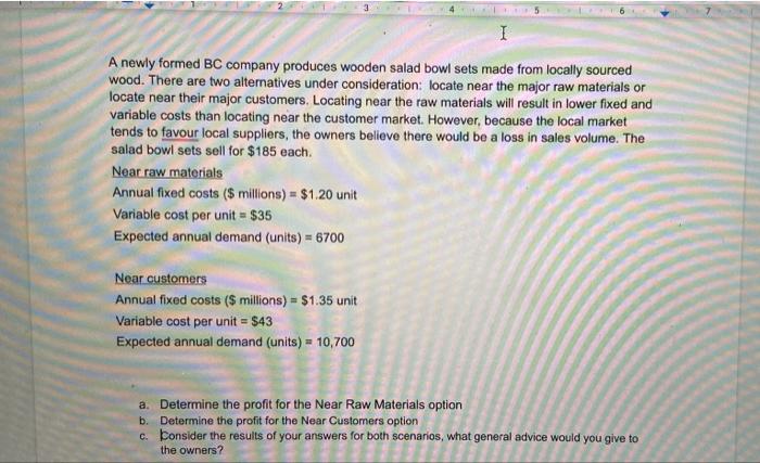 I A newly formed BC company produces wooden salad