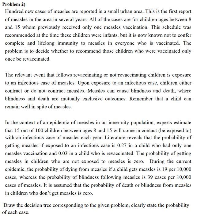 Problem 2) Hundred new cases of measles are