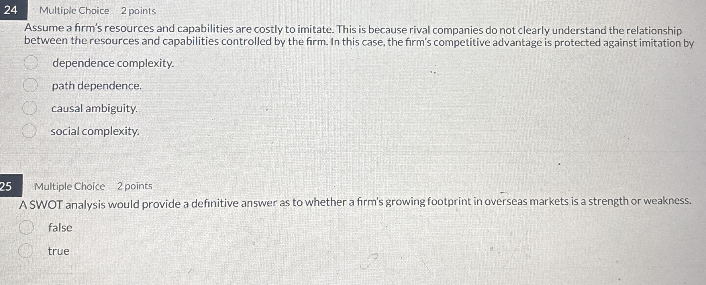 2 4 Multiple Choice 2 points Assume a firm's