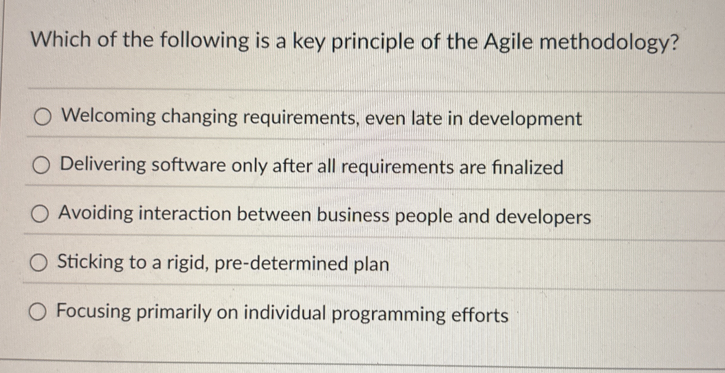 Which of the following is a key principle of the