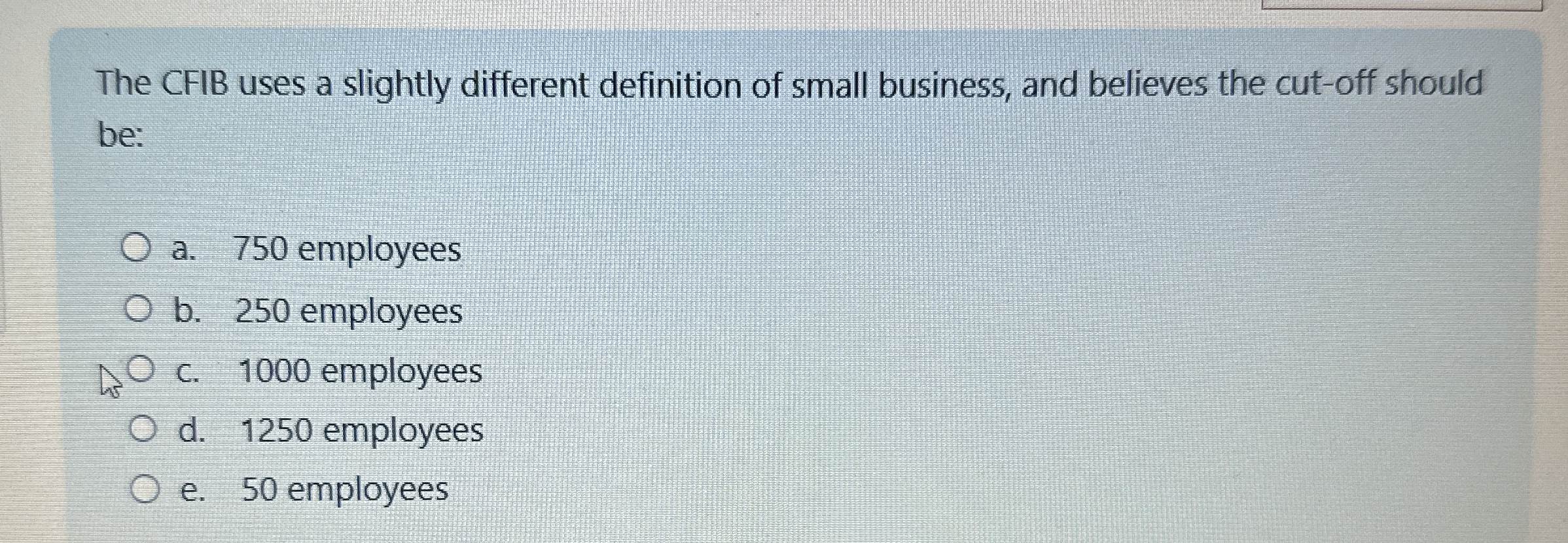 The CFIB uses a slightly different definition of