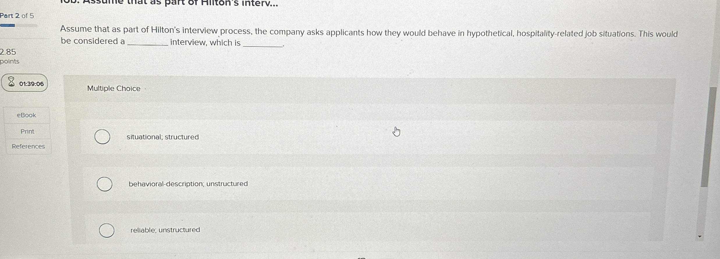 Part 2 of 5 Assume that as part of Hilton's