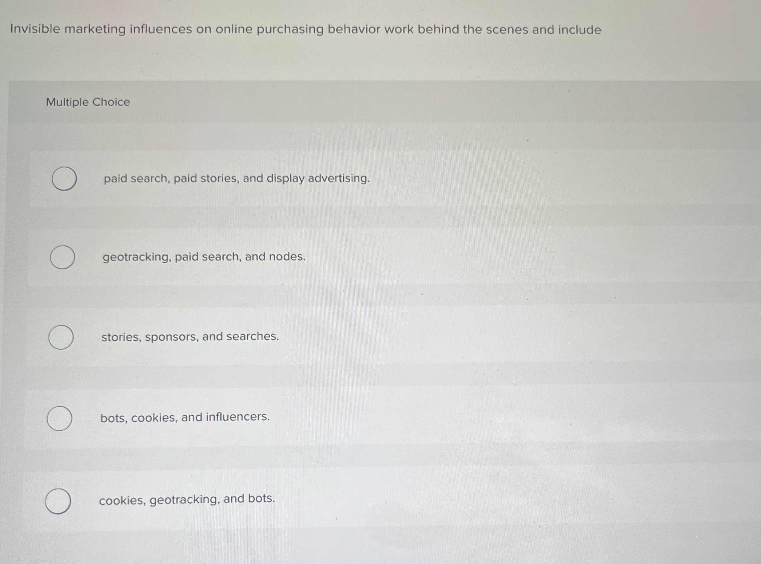 Invisible marketing influences on online