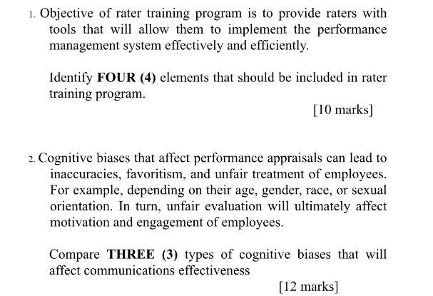 SUBJECT-PERFORMANCE MANAGEMENT 1. Objective of