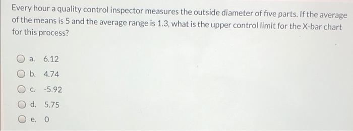 Every hour a quality control inspector measures