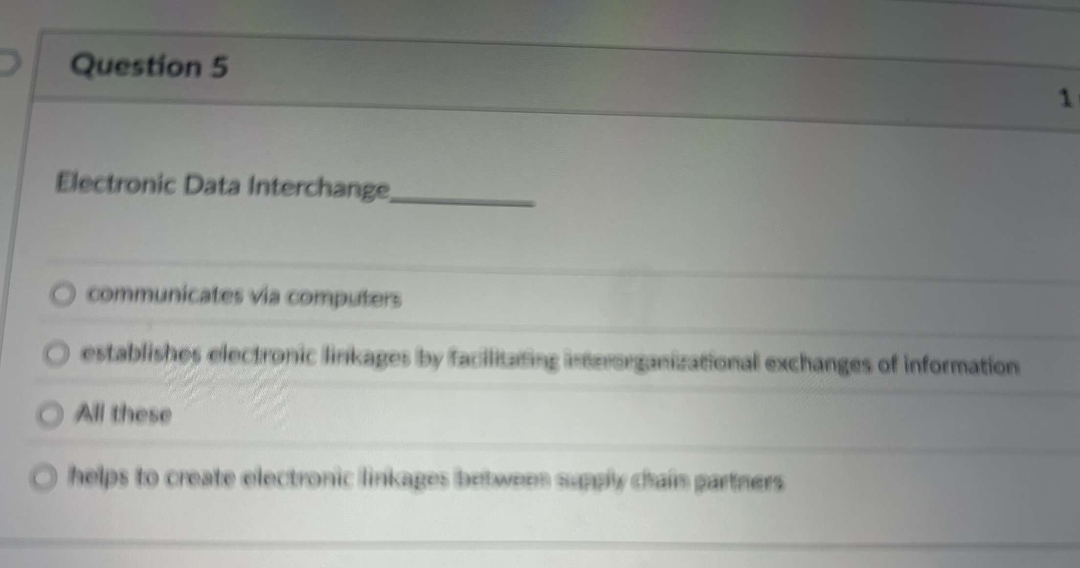 Question 5 Electronic Data Interchange