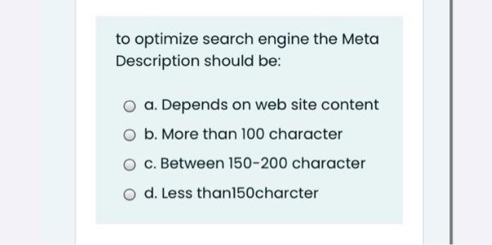 to optimize search engine the Meta Description