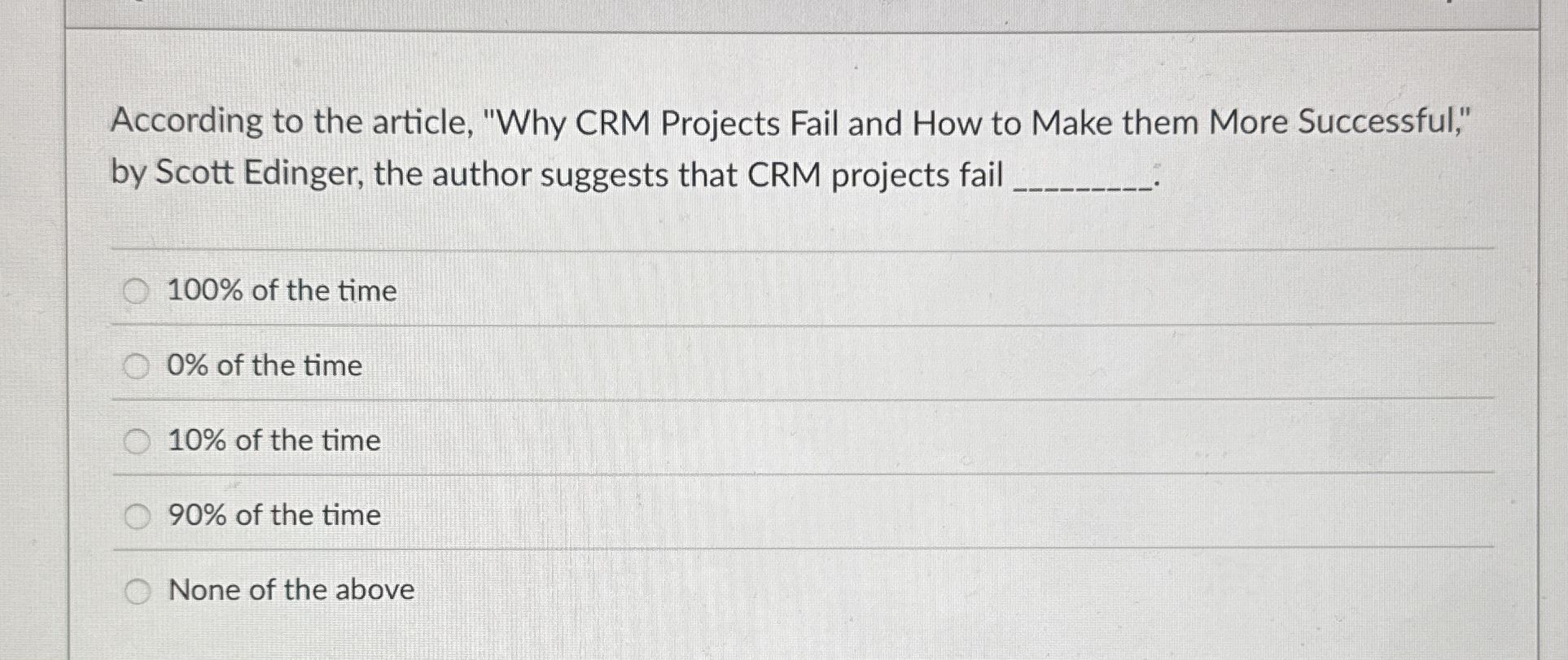 According to the article, "Why CRM Projects Fail