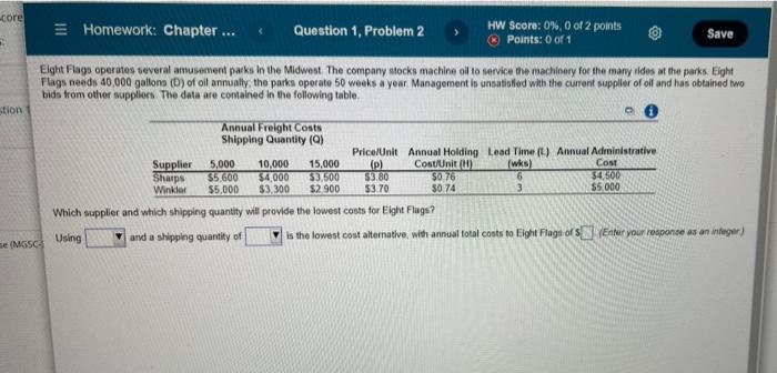 core 3 Homework: Chapter ... Question 1, Problem