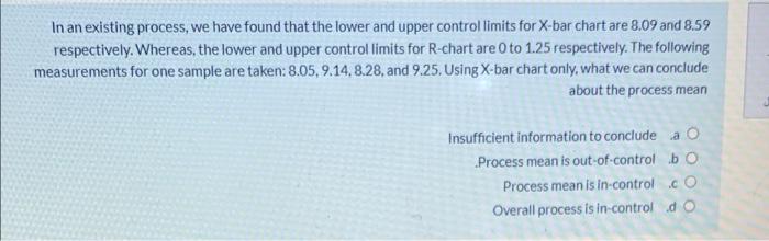 In an existing process, we have found that the