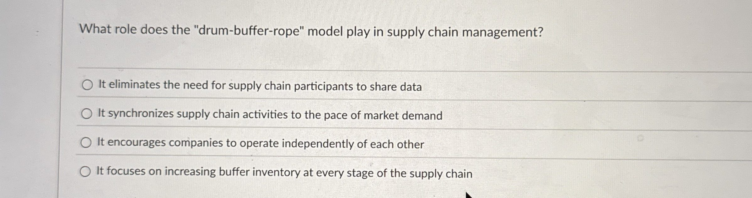 What role does the "drum - buffer - rope" model