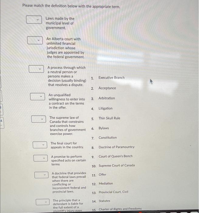solve please Please match the definition below