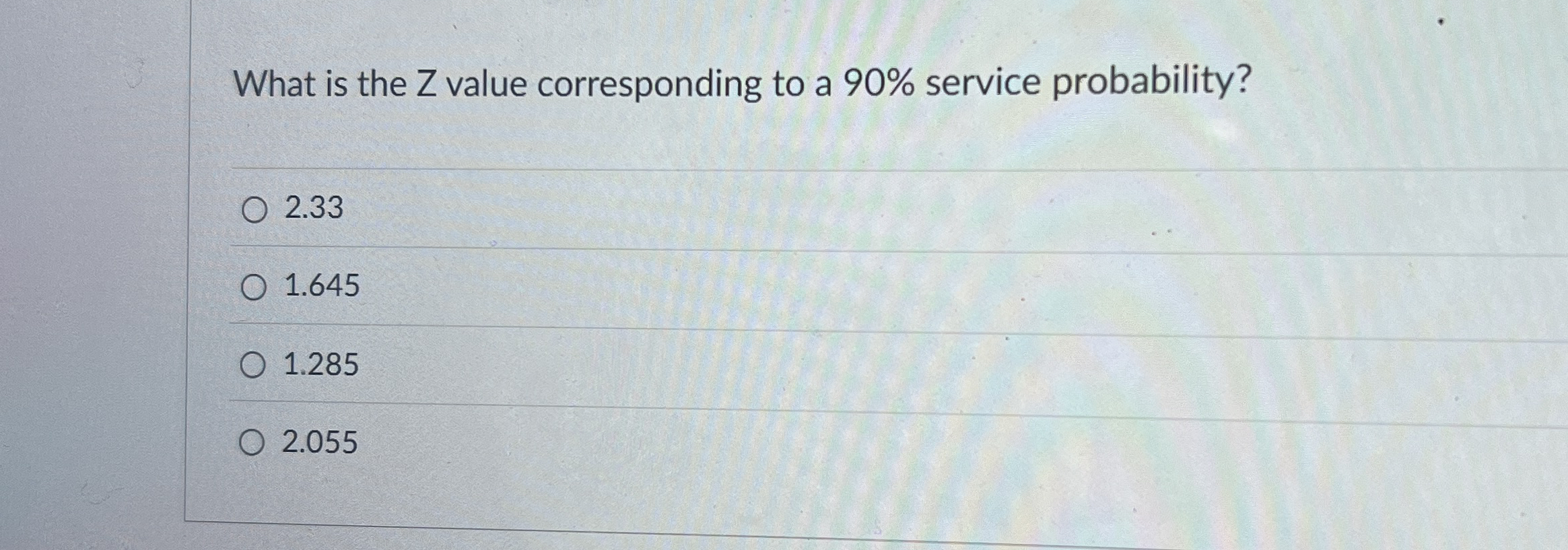 What is the Z value corresponding to a 9 0 %