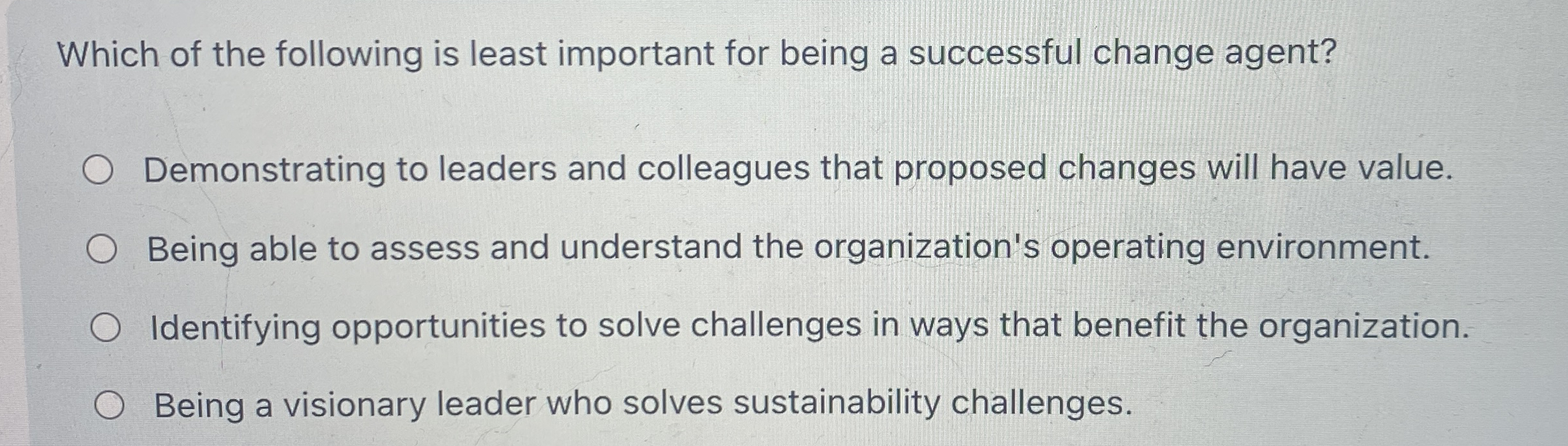 Which of the following is least important for