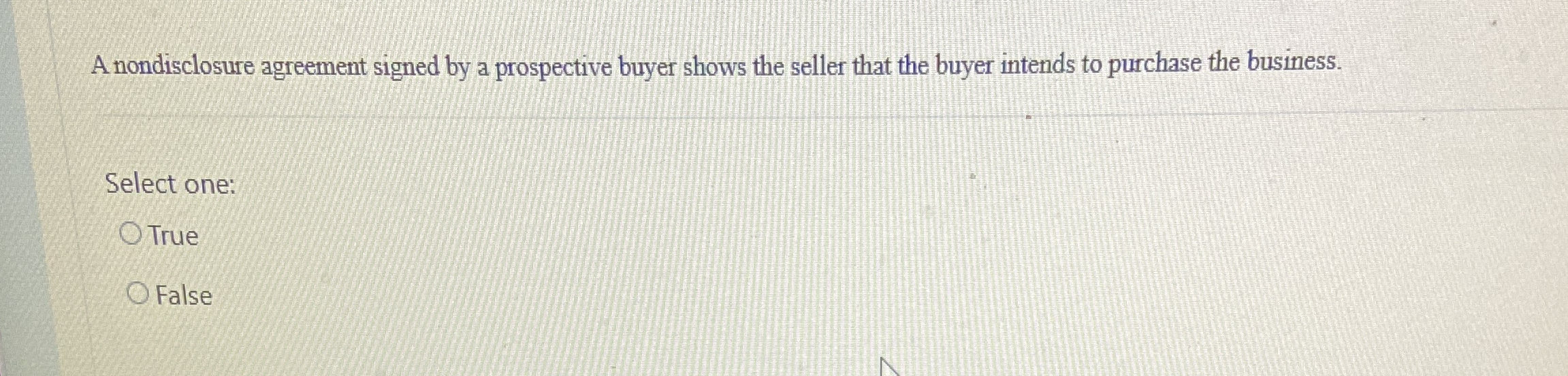 A nondisclosure agreement signed by a prospective