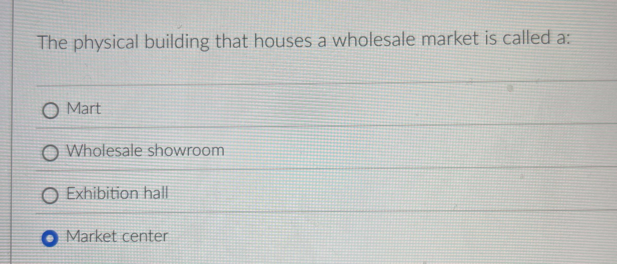 The physical building that houses a wholesale