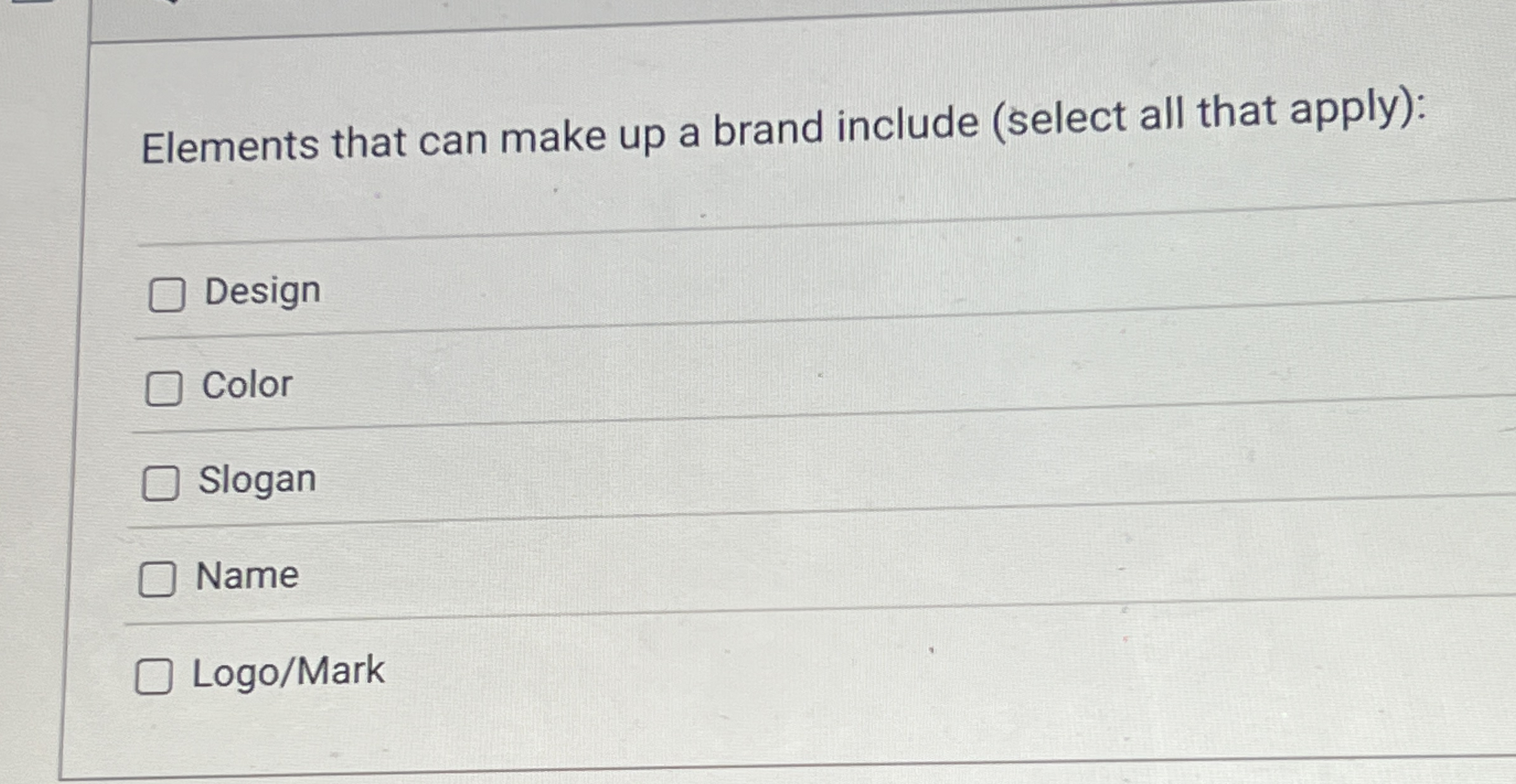 Elements that can make up a brand include (